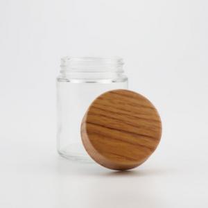 Flat Wooden Cap CR Flower Glass Jar - SafeCare
