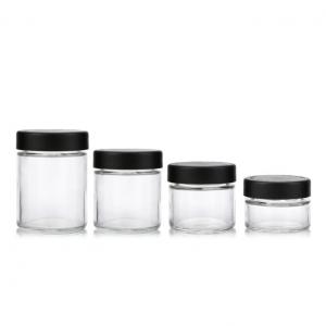 2oz Child Resistant  Flat Cap Flower Glass Jar - SafeCare