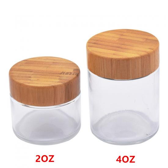 Child Resistant Glass Food Storage Jar With Wood Bamboo Lid