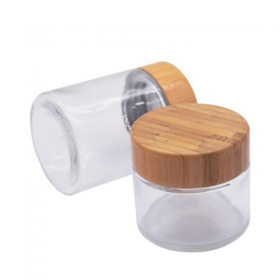 Child Resistant Glass Food Storage Jar With Wood Bamboo Lid