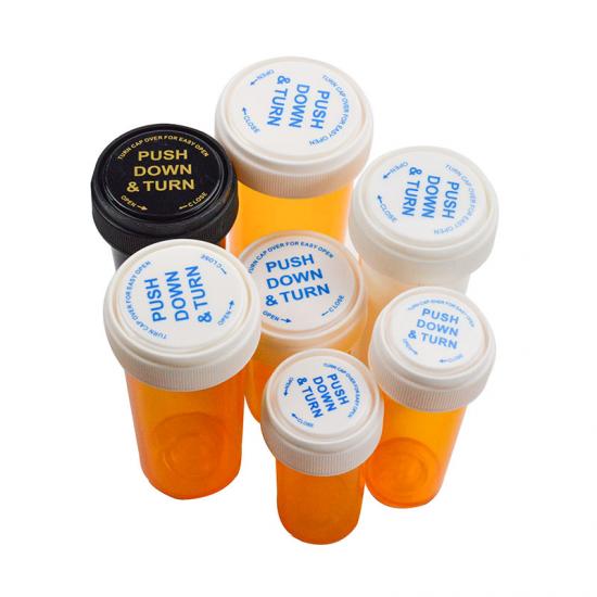 Factory direct sale PP plastic reversible vials pill bottles with child resistant cap