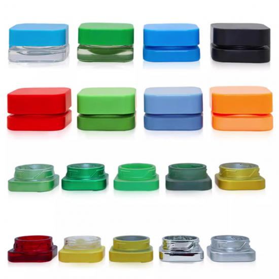 5ml 7ml 9ml Clear Square Glass Concentrate Containers Jars with Child Resistant Lid