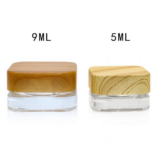 5ml 7ml 9ml Clear Square Glass Concentrate Containers Jars with Child Resistant Lid
