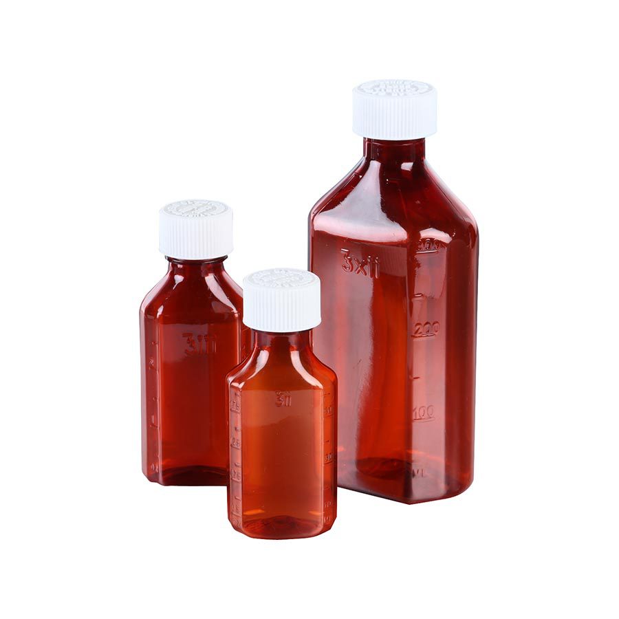 Pet Liquid Medicine Bottle Container Child Resistant Oval Cough Syrup Bottle 4oz Vitamin Bottle